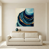 Abstract Blue and Gold Matte Canvas, Stretched, No Frame