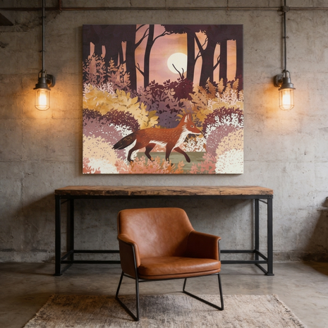 Autumn Fox Forest Matte Canvas, Stretched, No Frame