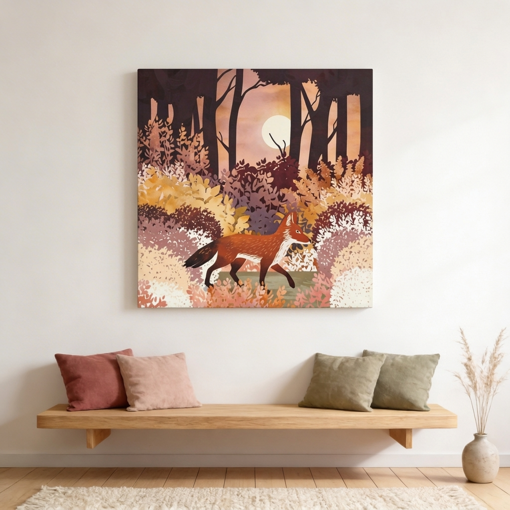 Autumn Fox Forest Matte Canvas, Stretched, No Frame
