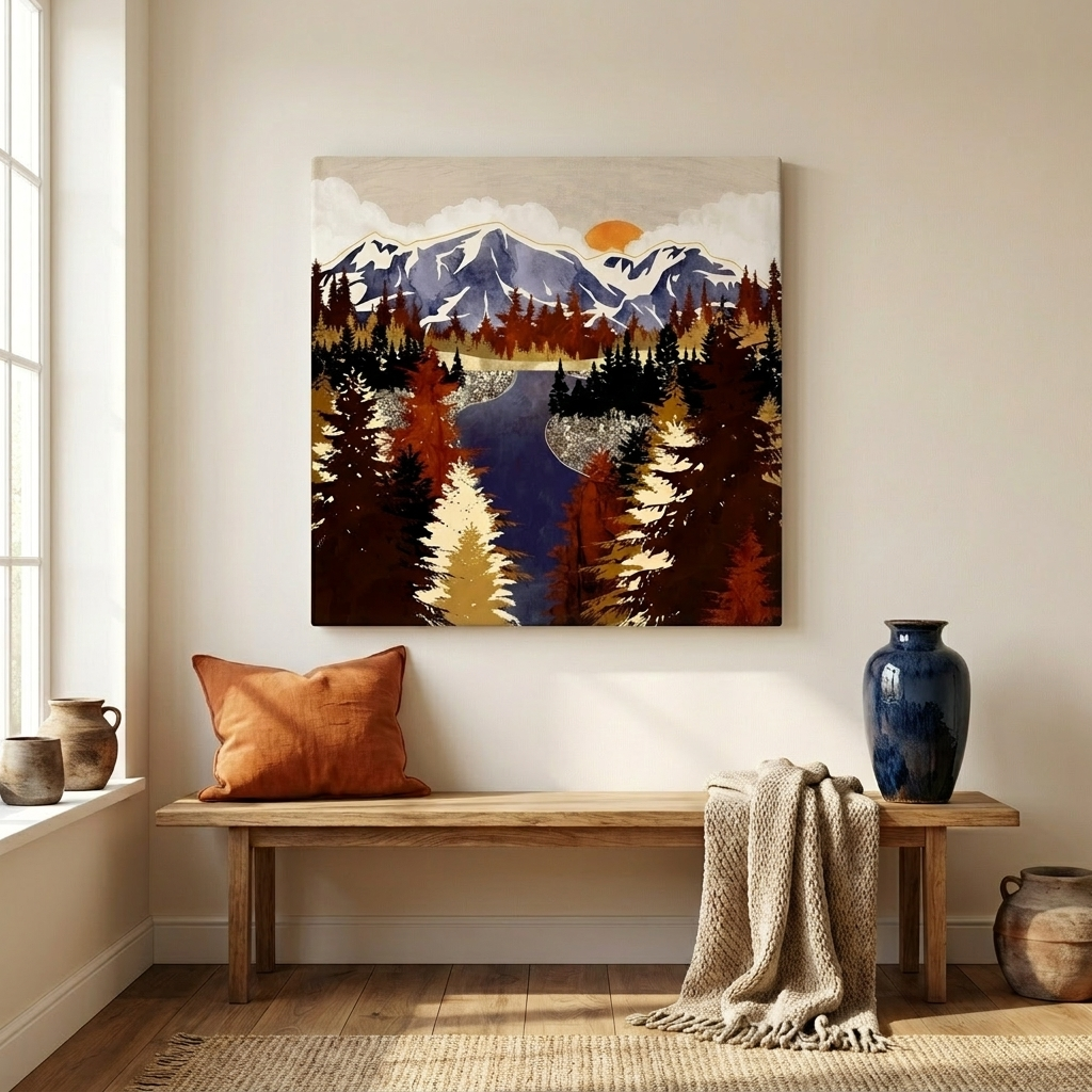Autumn River Matte Canvas, Stretched, No Frame