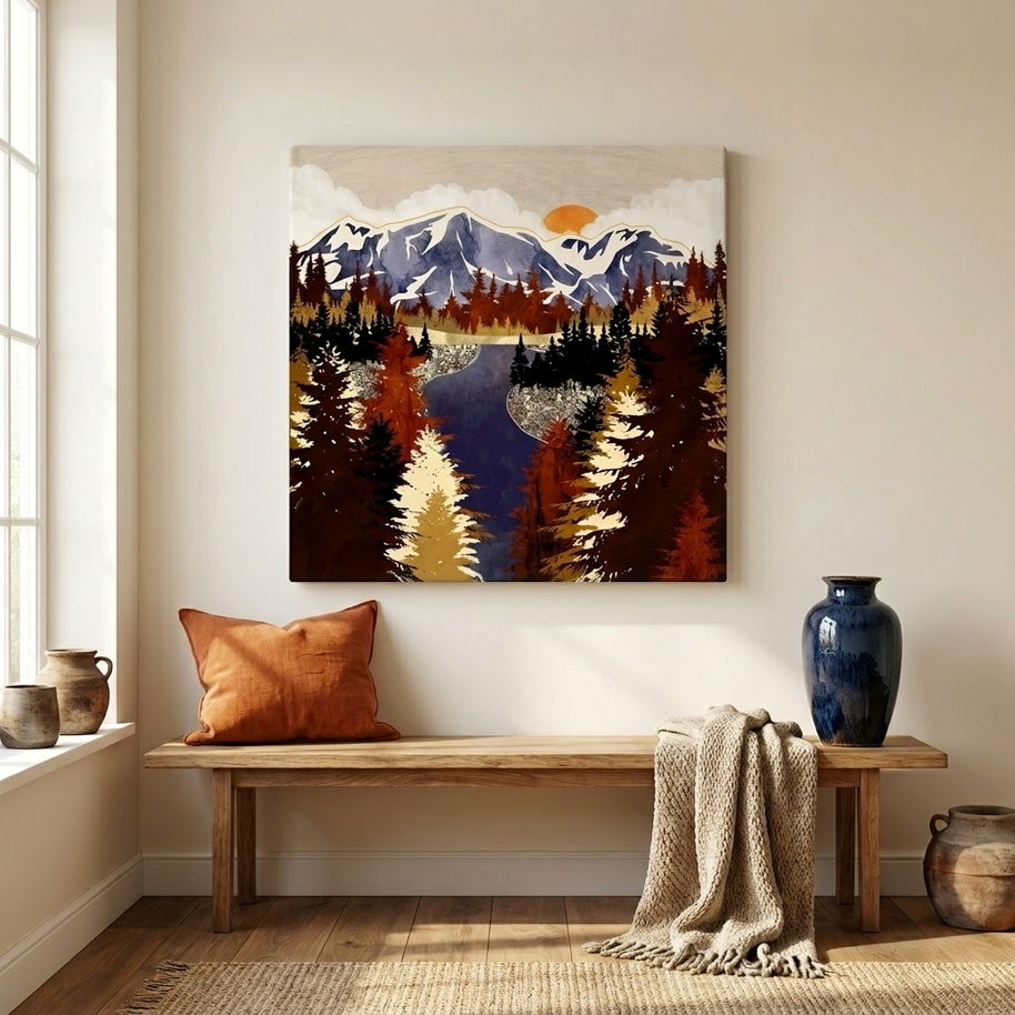 Autumn River Matte Canvas, Stretched, No Frame