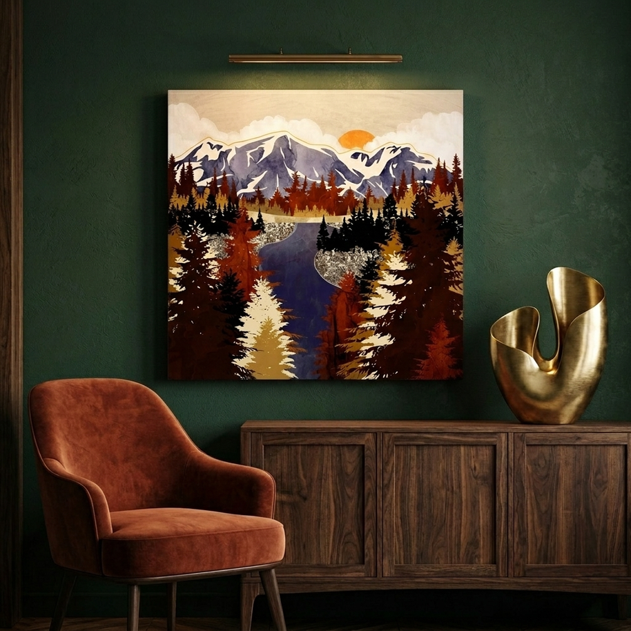 Autumn River Matte Canvas, Stretched, No Frame