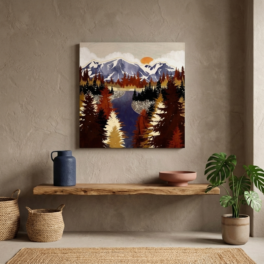 Autumn River Matte Canvas, Stretched, No Frame