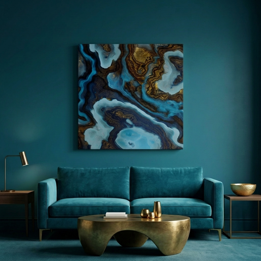 Blue Agate Matte Canvas, Stretched, No Frame