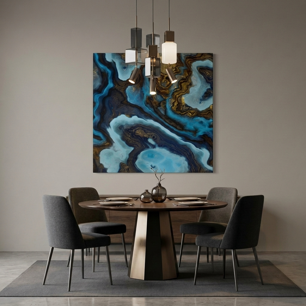 Blue Agate Matte Canvas, Stretched, No Frame