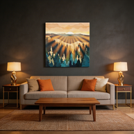 Blue Forest Sunrise Matte Canvas, Stretched, No Frame