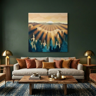 Blue Forest Sunrise Matte Canvas, Stretched, No Frame