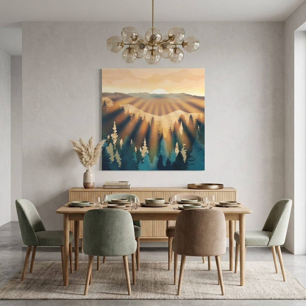 Blue Forest Sunrise Matte Canvas, Stretched, No Frame