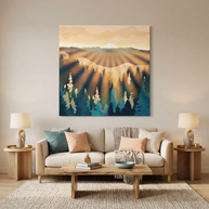 Blue Forest Sunrise Matte Canvas, Stretched, No Frame