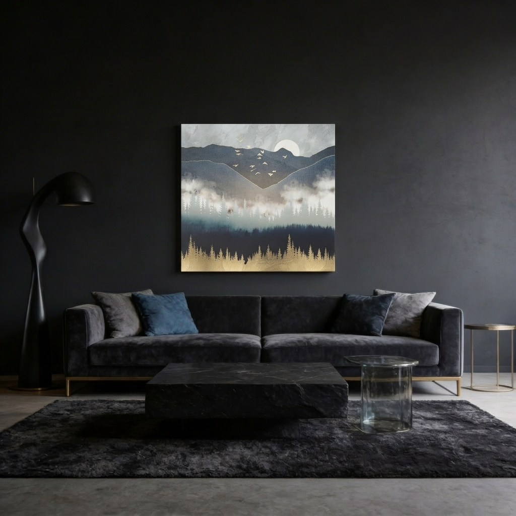 Blue Mountain Mist Matte Canvas, Stretched, No Frame