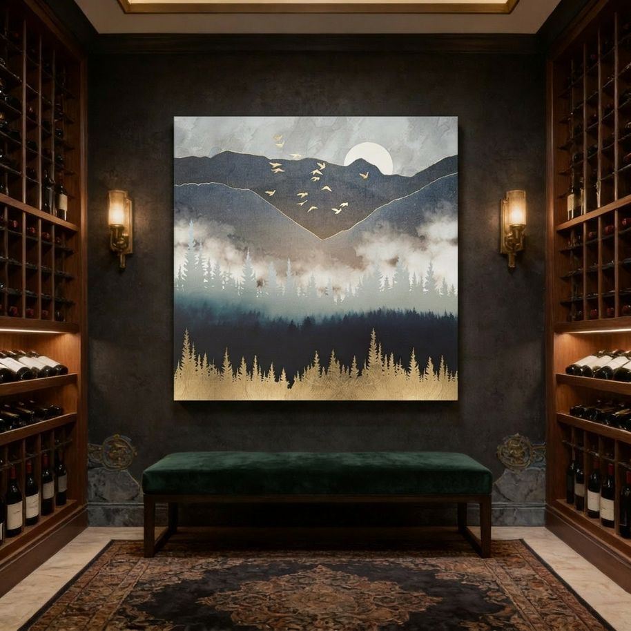 Blue Mountain Mist Matte Canvas, Stretched, No Frame