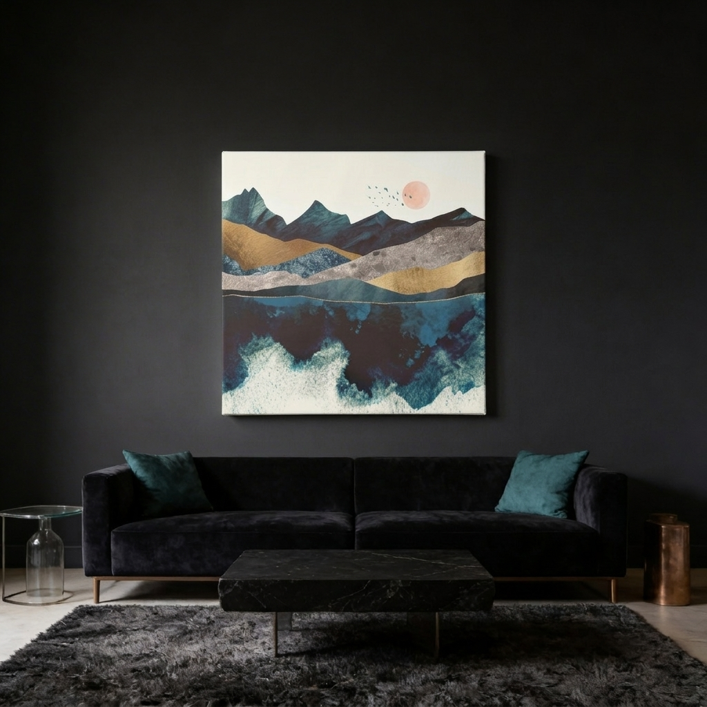 Blue Mountain Reflection Matte Canvas, Stretched, No Frame