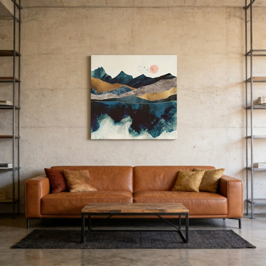 Blue Mountain Reflection Matte Canvas, Stretched, No Frame