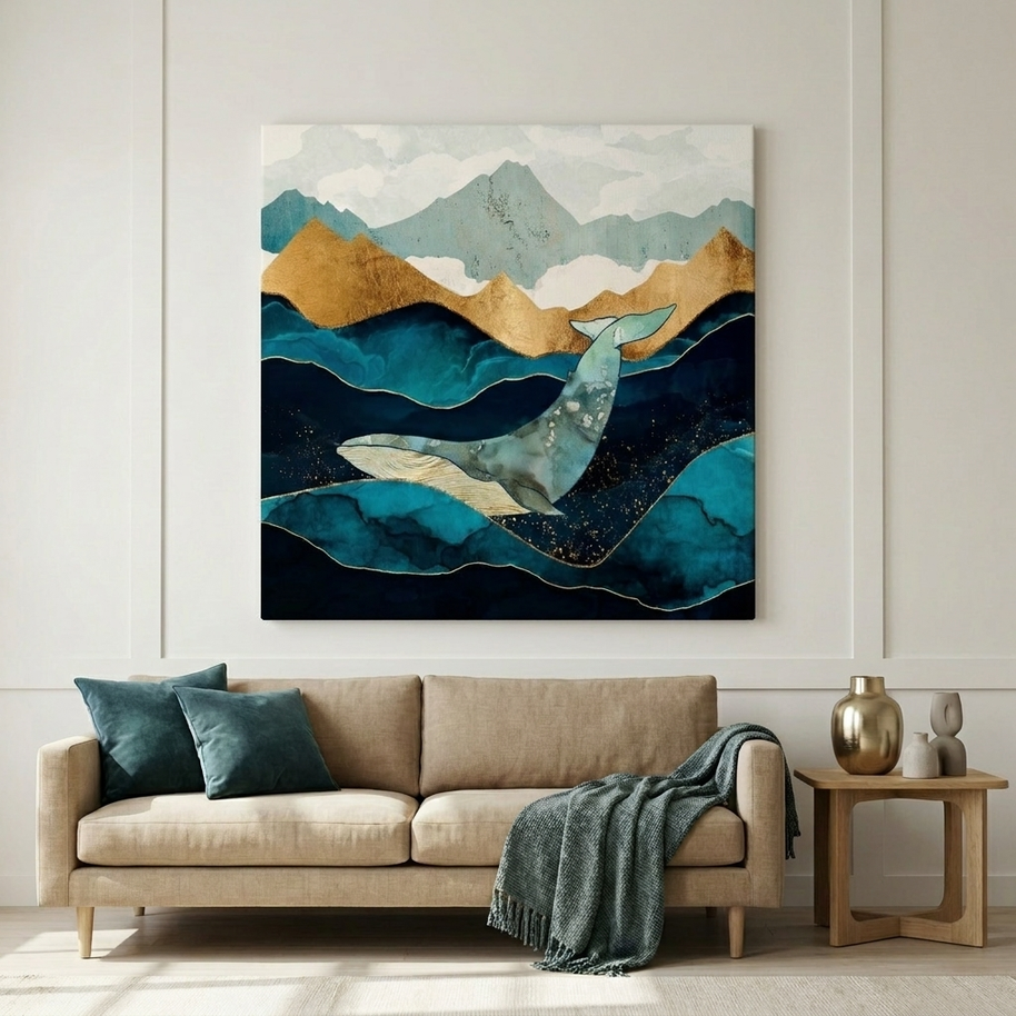 Blue Whale Matte Canvas, Stretched, No Frame