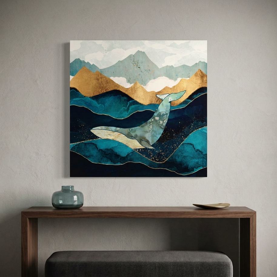 Blue Whale Matte Canvas, Stretched, No Frame