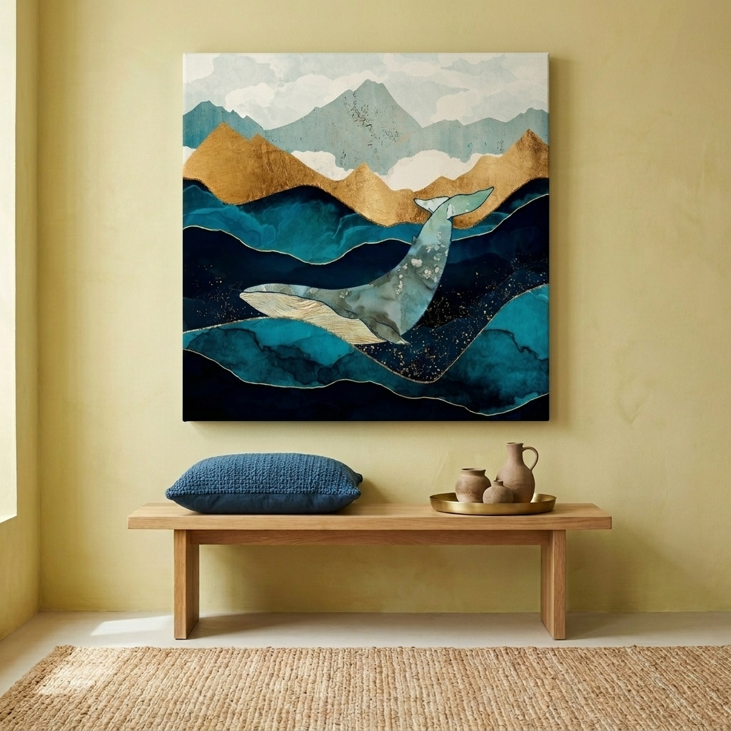 Blue Whale Matte Canvas, Stretched, No Frame