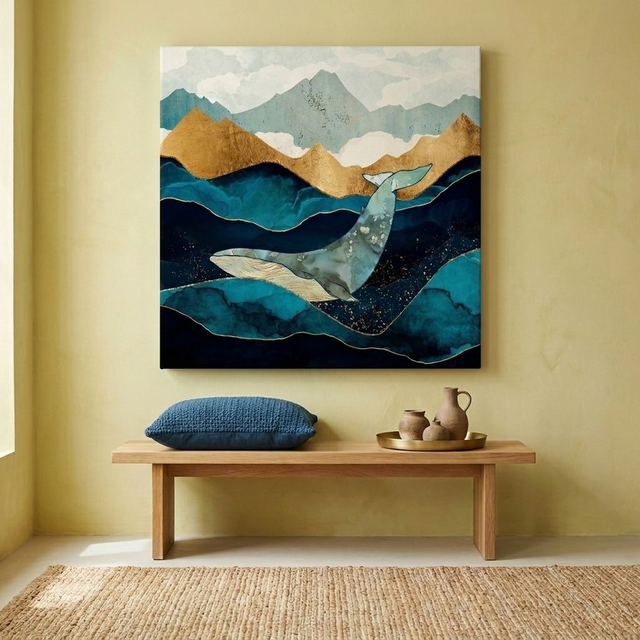 Blue Whale Matte Canvas, Stretched, No Frame