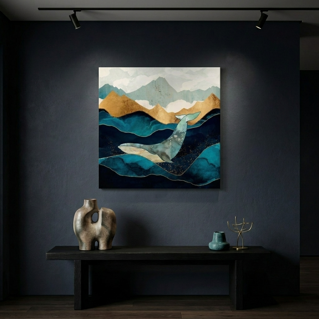 Blue Whale Matte Canvas, Stretched, No Frame