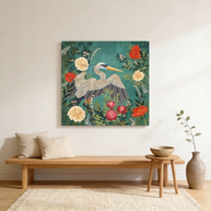 Bohemian Floral Heron Matte Canvas, Stretched, No Frame