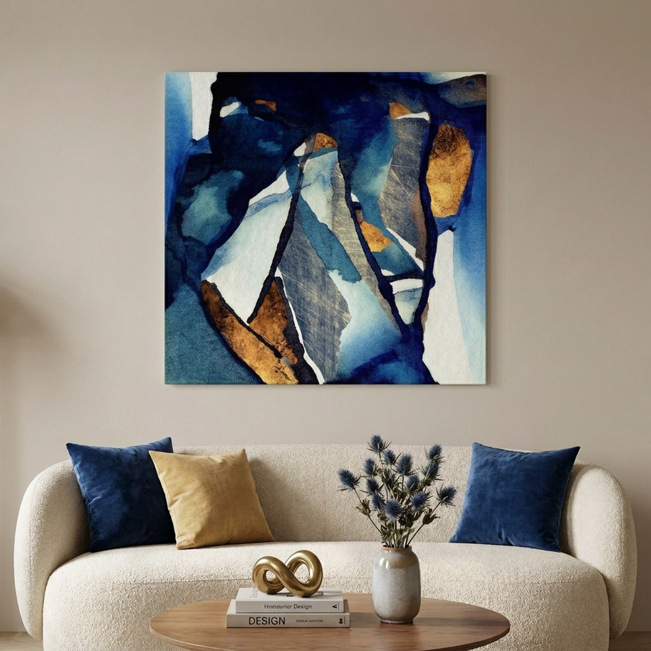 Cobalt Abstract Matte Canvas, Stretched, No Frame