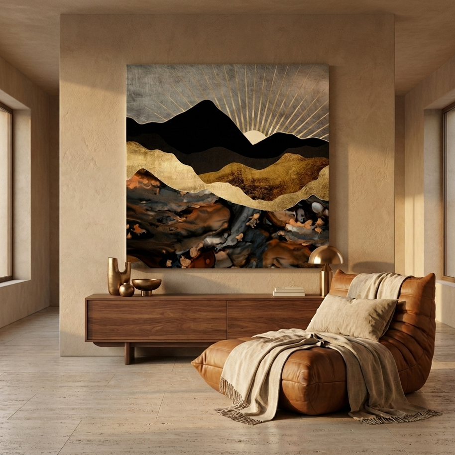 Copper and Gold Mountains Matte Canvas, Stretched, No Frame