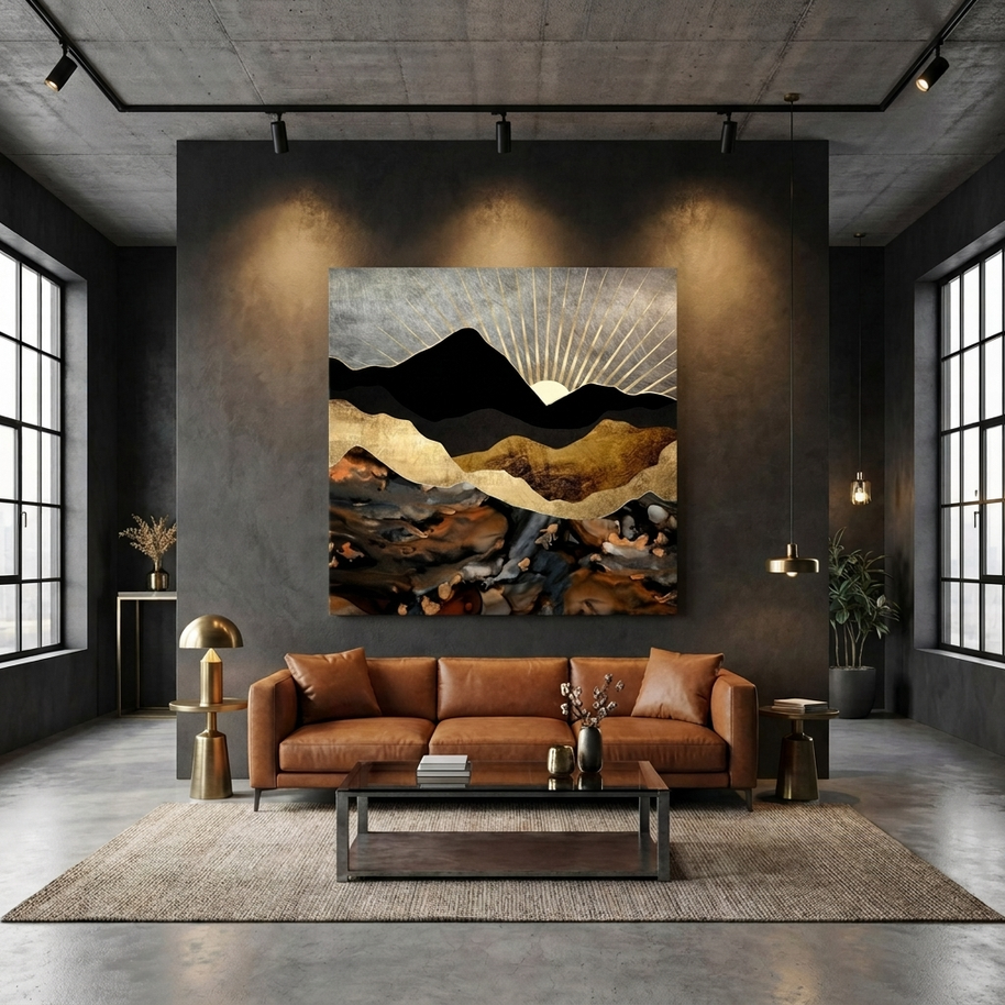 Copper and Gold Mountains Matte Canvas, Stretched, No Frame