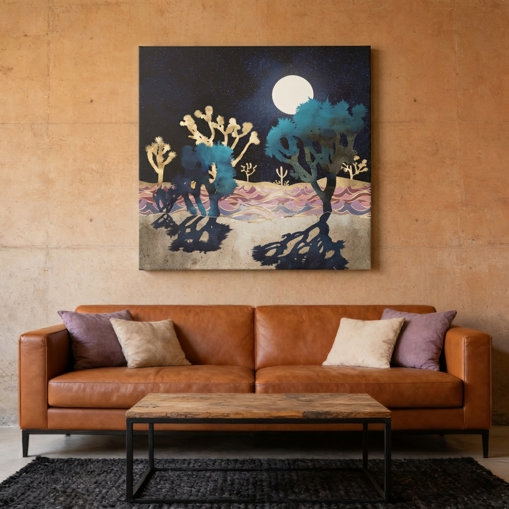 Desert Lake Moonlight Matte Canvas, Stretched, No Frame