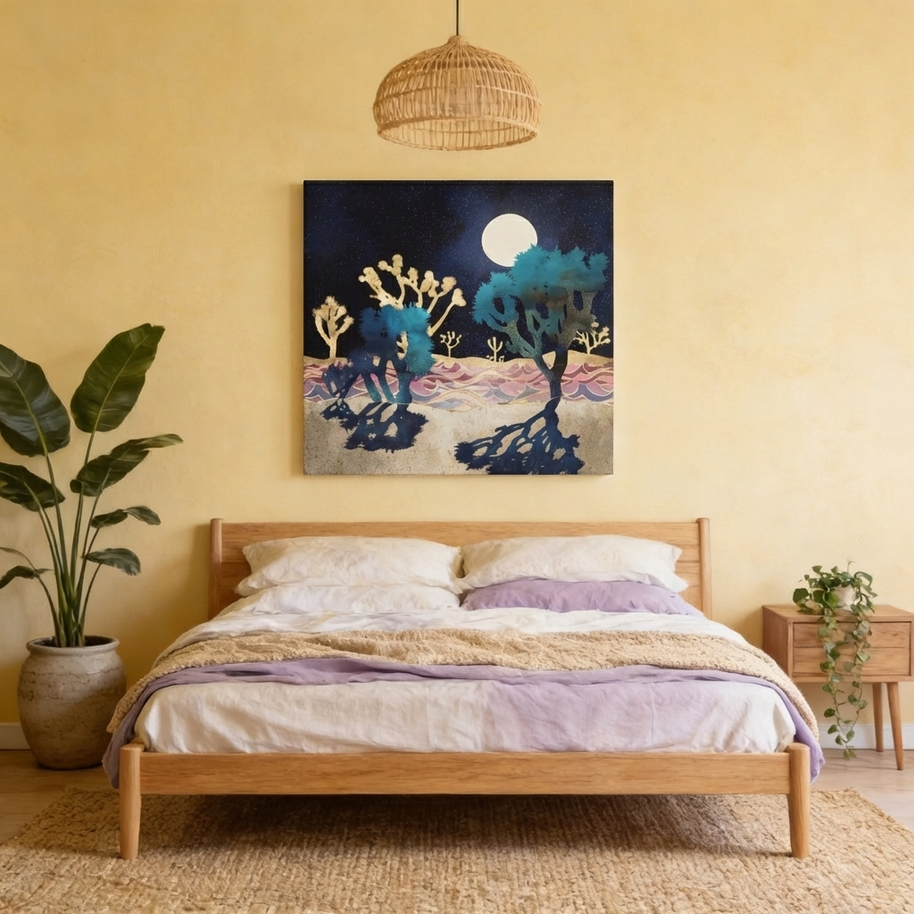 Desert Lake Moonlight Matte Canvas, Stretched, No Frame