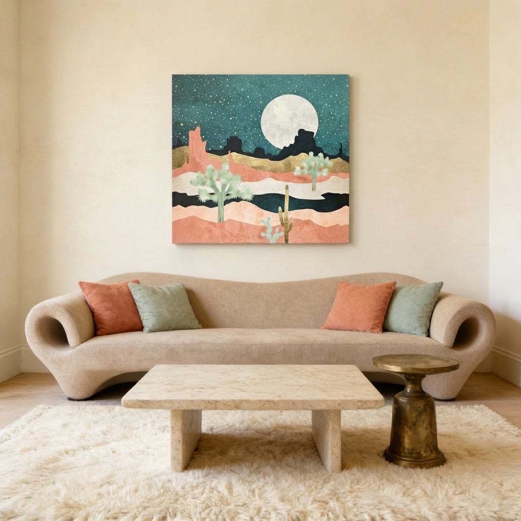 Desert Moon Vista Matte Canvas, Stretched, No Frame