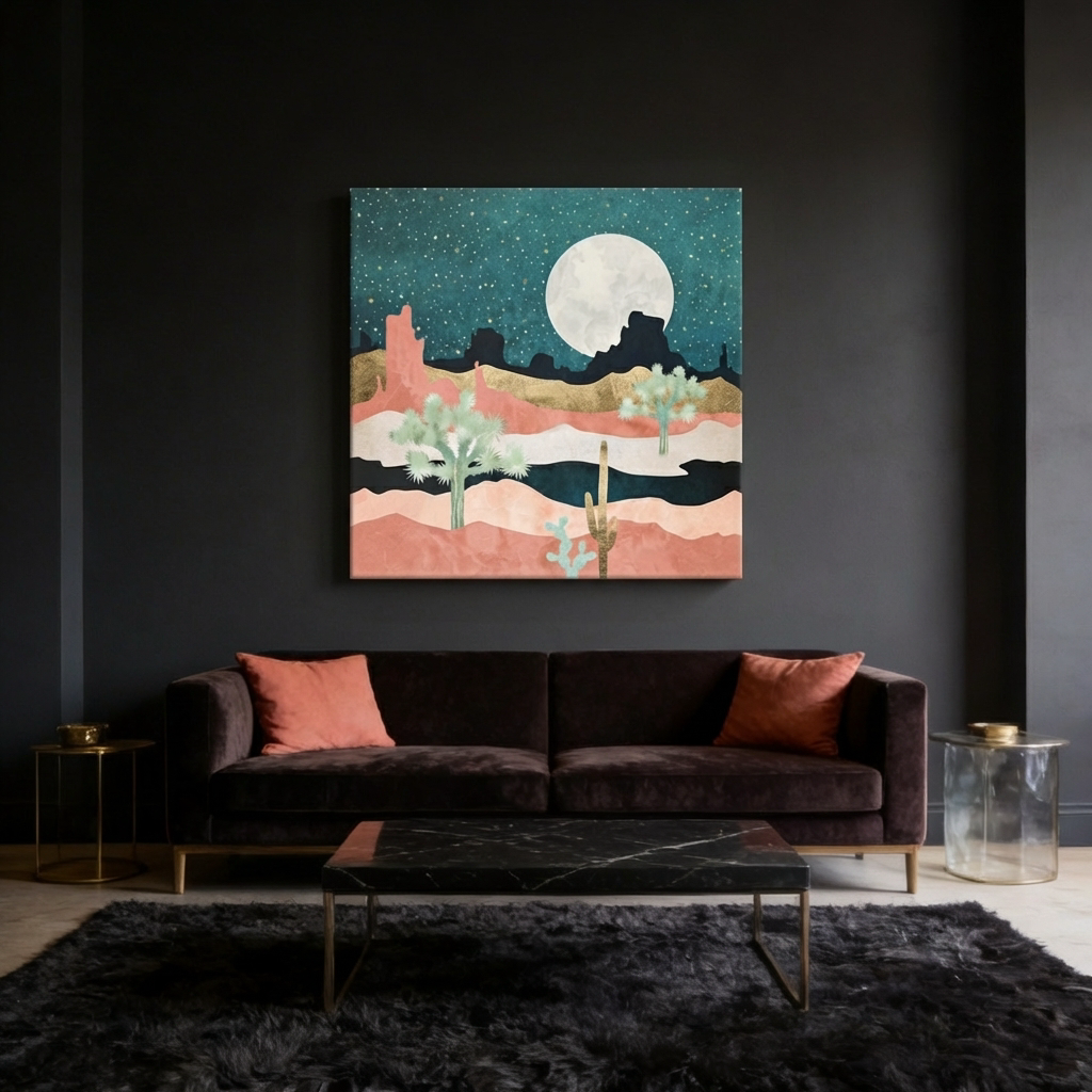 Desert Moon Vista Matte Canvas, Stretched, No Frame