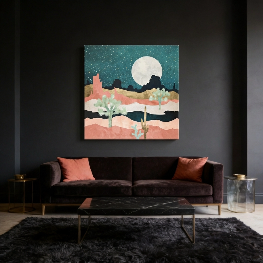 Desert Moon Vista Matte Canvas, Stretched, No Frame