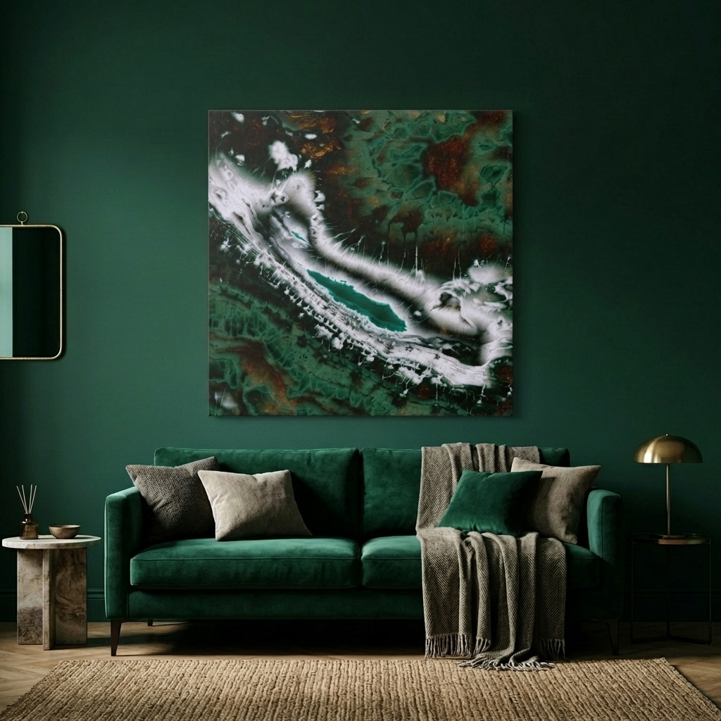 Emerald Agate Matte Canvas, Stretched, No Frame