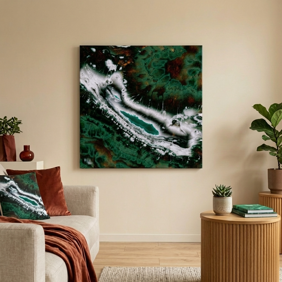 Emerald Agate Matte Canvas, Stretched, No Frame