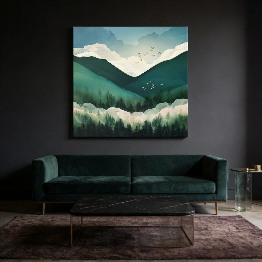 Emerald Hills Matte Canvas, Stretched, No Frame