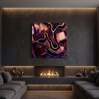 Golden River Abstract Matte Canvas, Stretched, No Frame