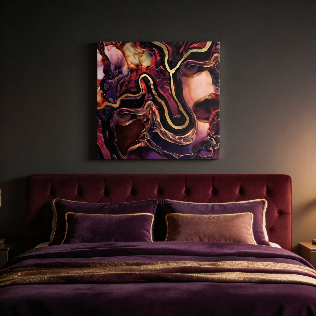 Golden River Abstract Matte Canvas, Stretched, No Frame