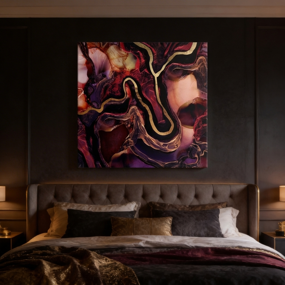 Golden River Abstract Matte Canvas, Stretched, No Frame