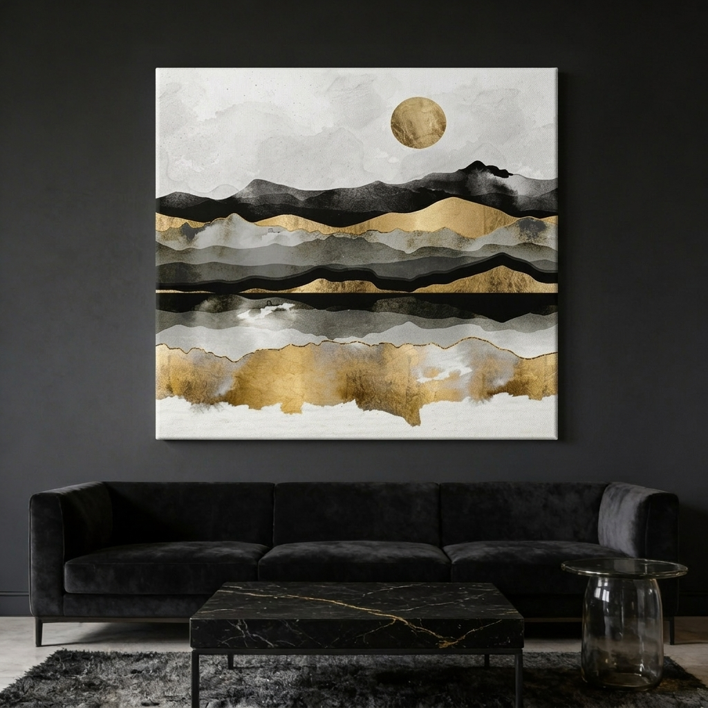 Golden Spring Moon Matte Canvas, Stretched, No Frame