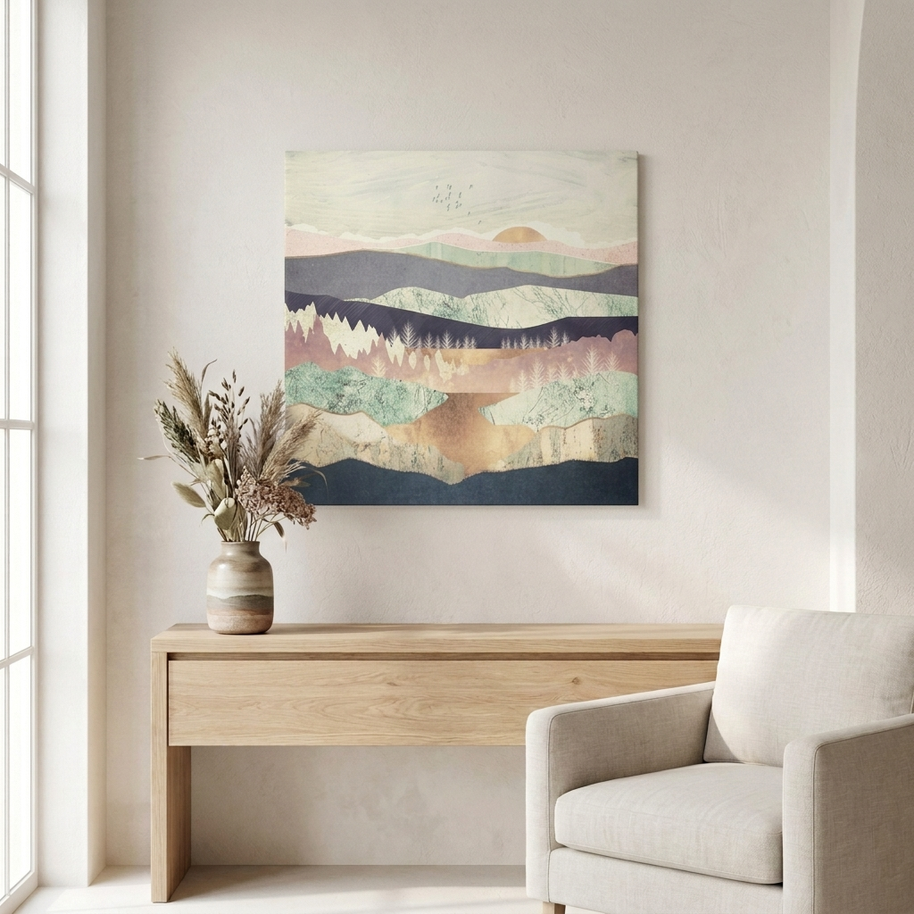 Golden Spring Reflection Matte Canvas, Stretched, No Frame