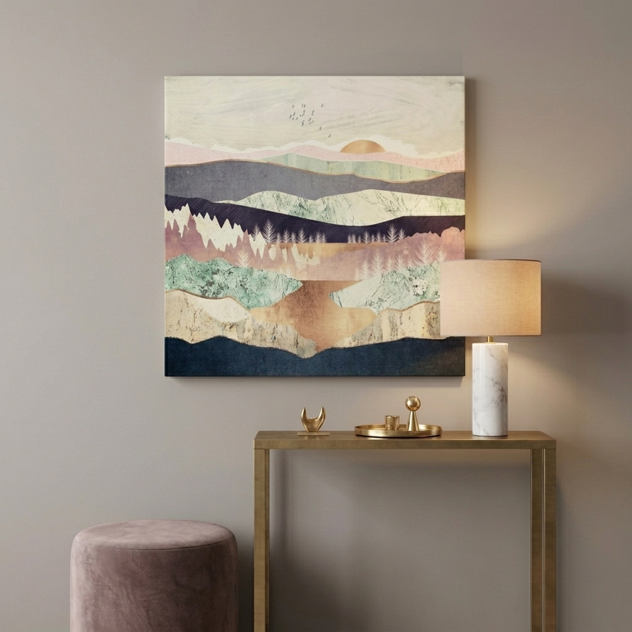 Golden Spring Reflection Matte Canvas, Stretched, No Frame