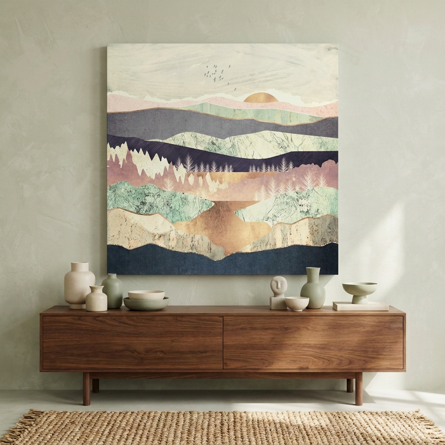 Golden Spring Reflection Matte Canvas, Stretched, No Frame
