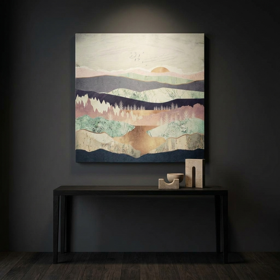Golden Spring Reflection Matte Canvas, Stretched, No Frame