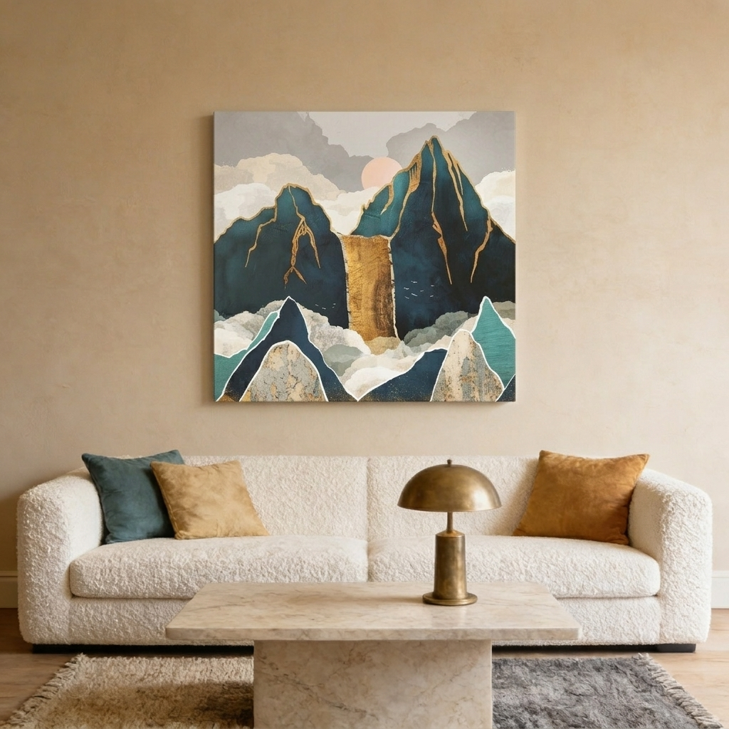 Golden Waterfall Matte Canvas, Stretched, No Frame