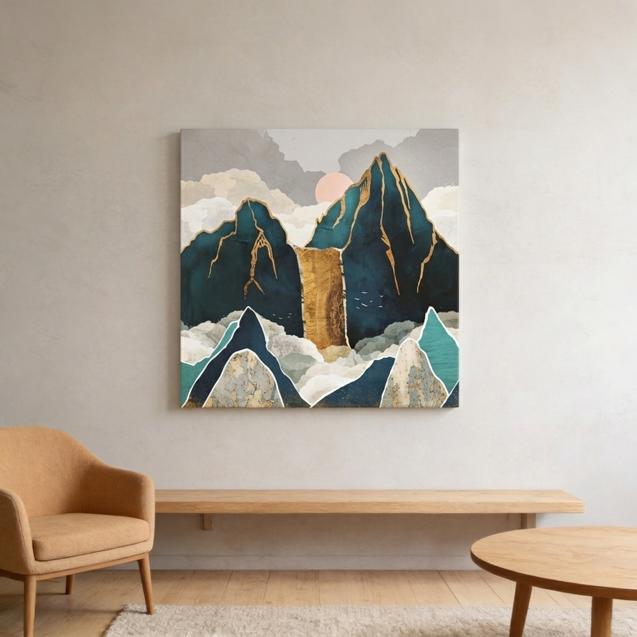 Golden Waterfall Matte Canvas, Stretched, No Frame