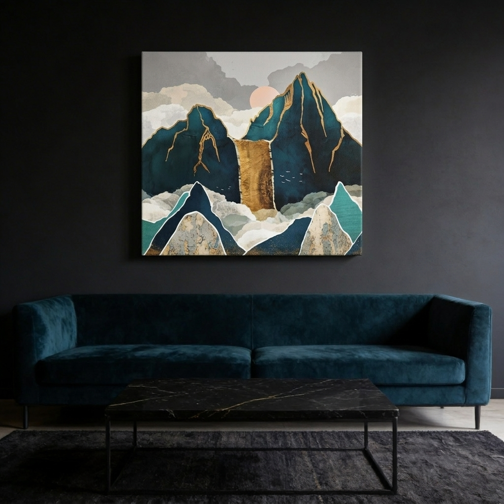 Golden Waterfall Matte Canvas, Stretched, No Frame