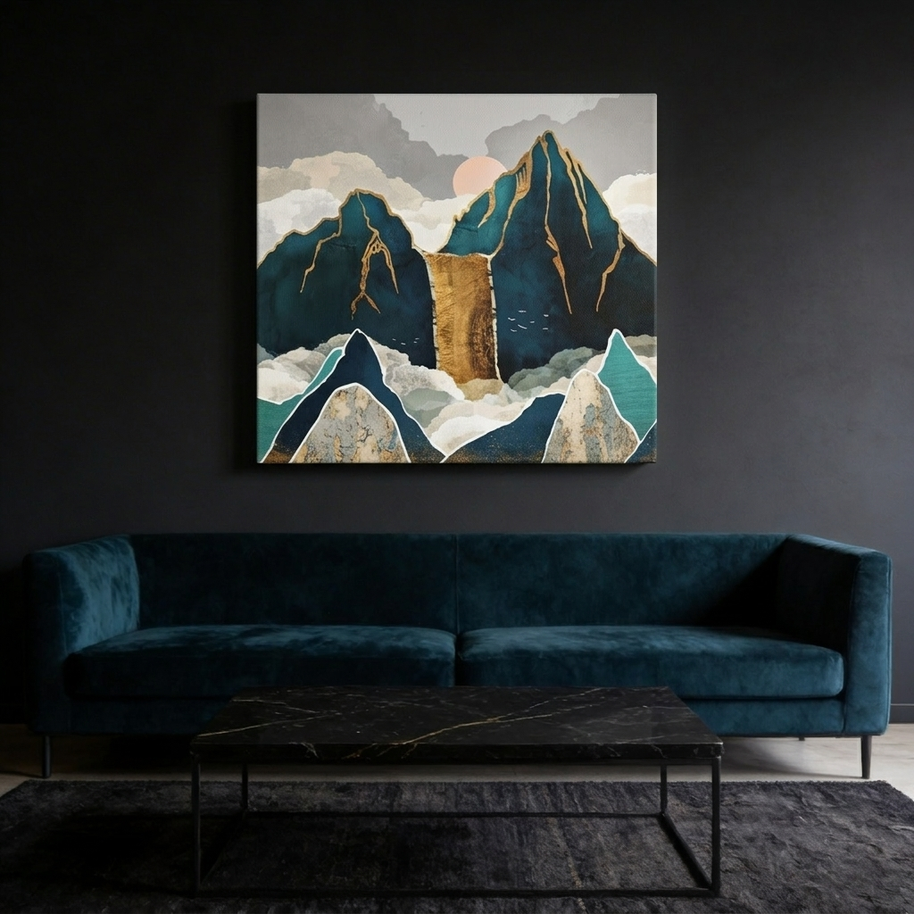 Golden Waterfall Matte Canvas, Stretched, No Frame