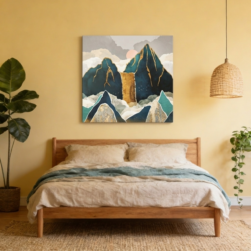 Golden Waterfall Matte Canvas, Stretched, No Frame