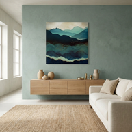 Indigo Mountains Matte Canvas, Stretched, No Frame