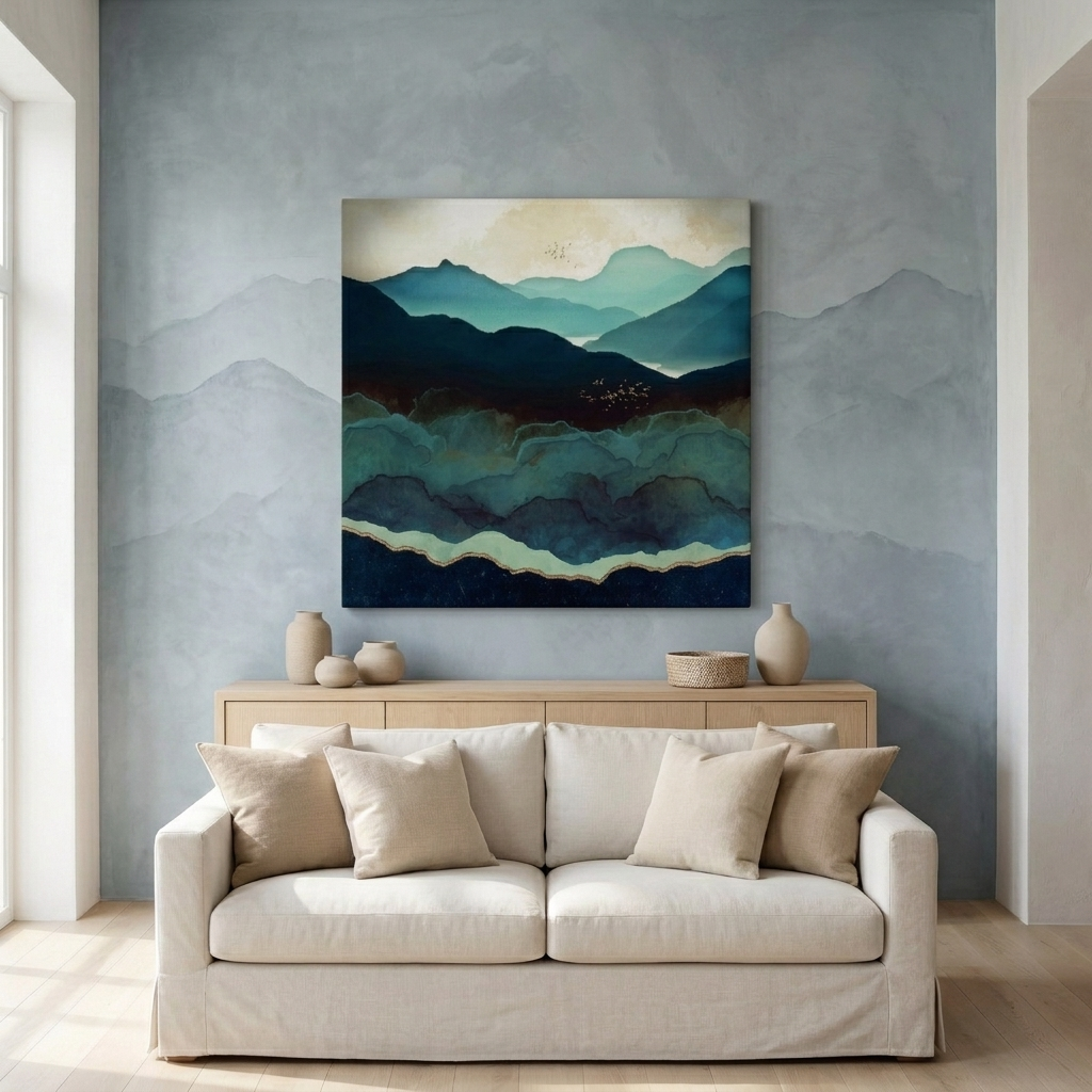 Indigo Mountains Matte Canvas, Stretched, No Frame