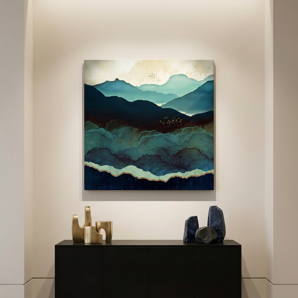 Indigo Mountains Matte Canvas, Stretched, No Frame